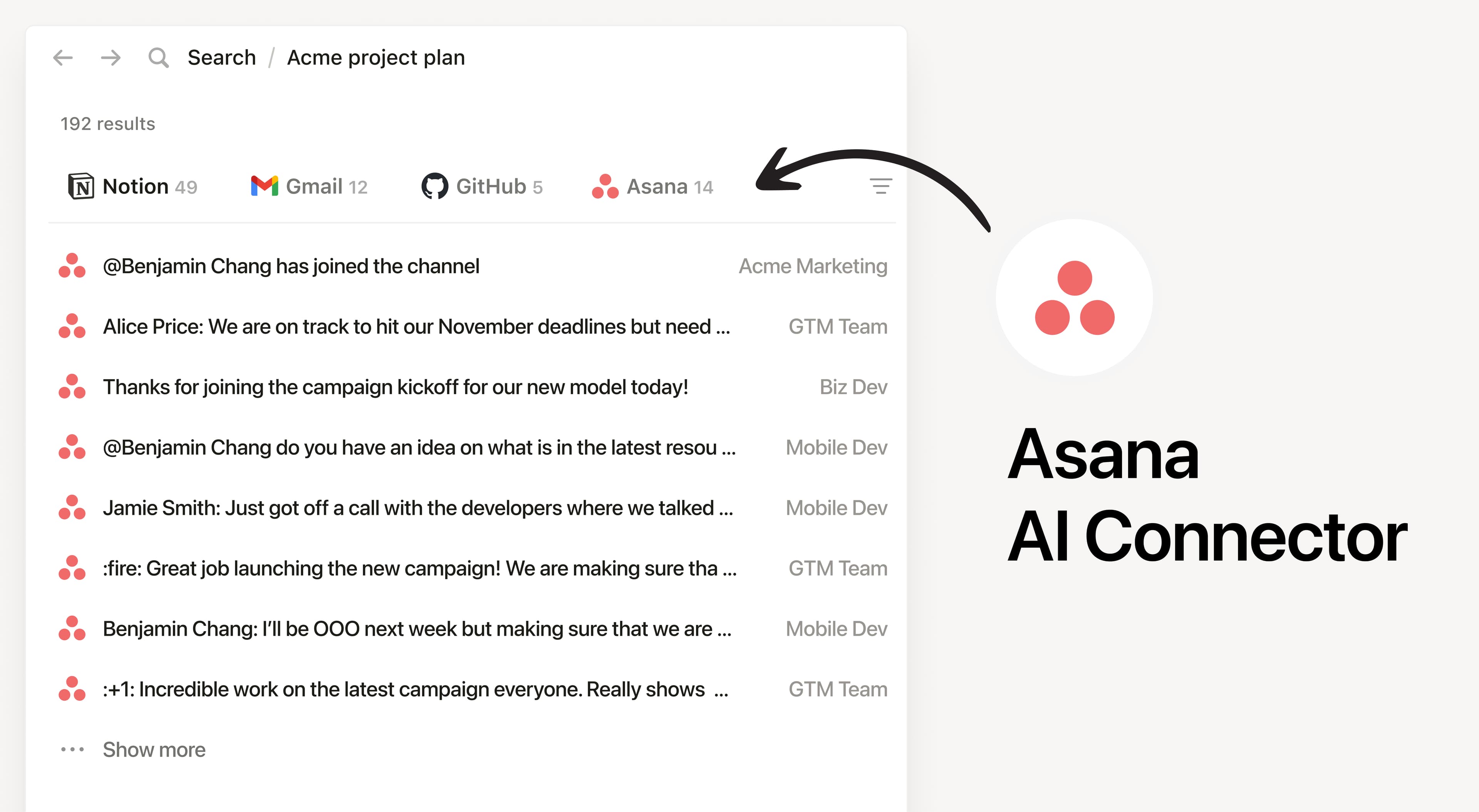 أداة ربط Asana المدعومة بالذكاء الاصطناعي