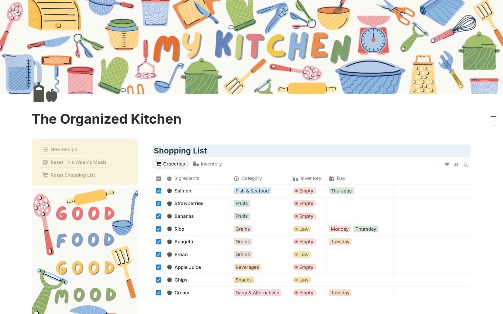 Screenshot of Your recipe box collection by Notion